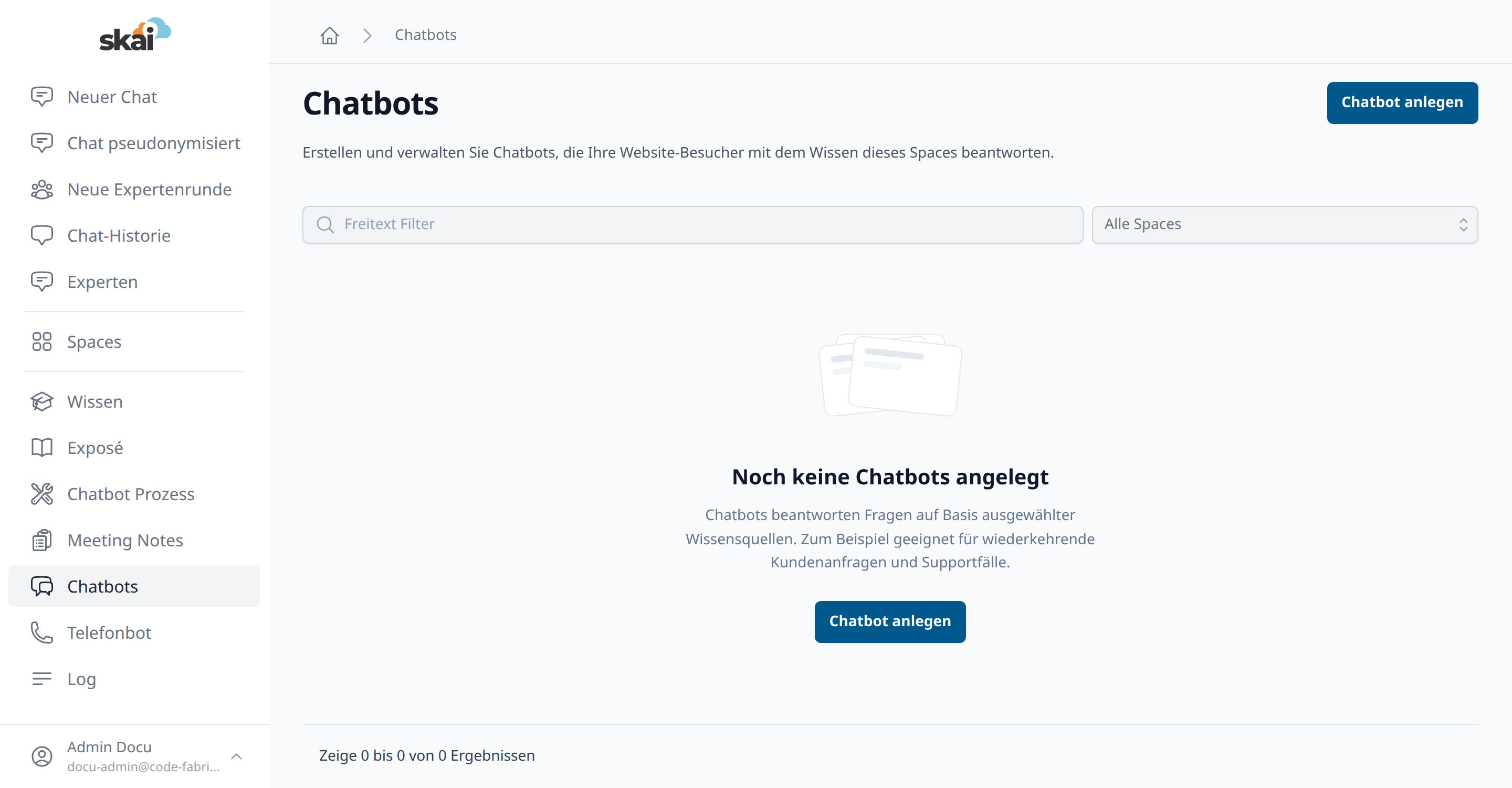 &Uuml;bersicht aller Chatbots