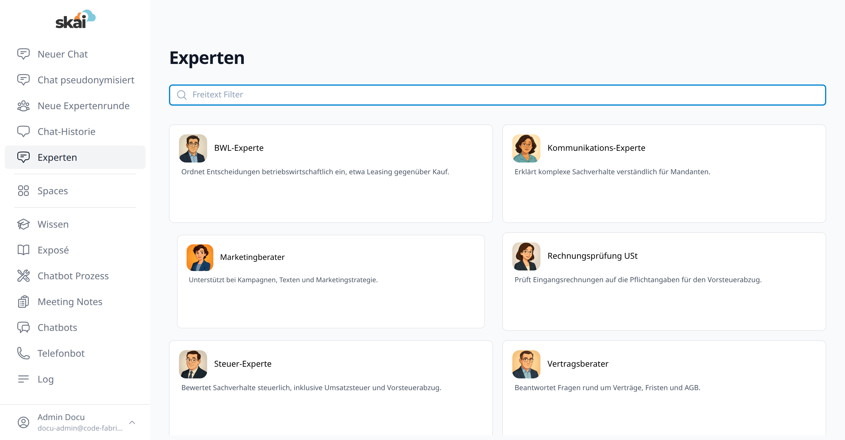 Übersicht der Experten Übersicht der Experten