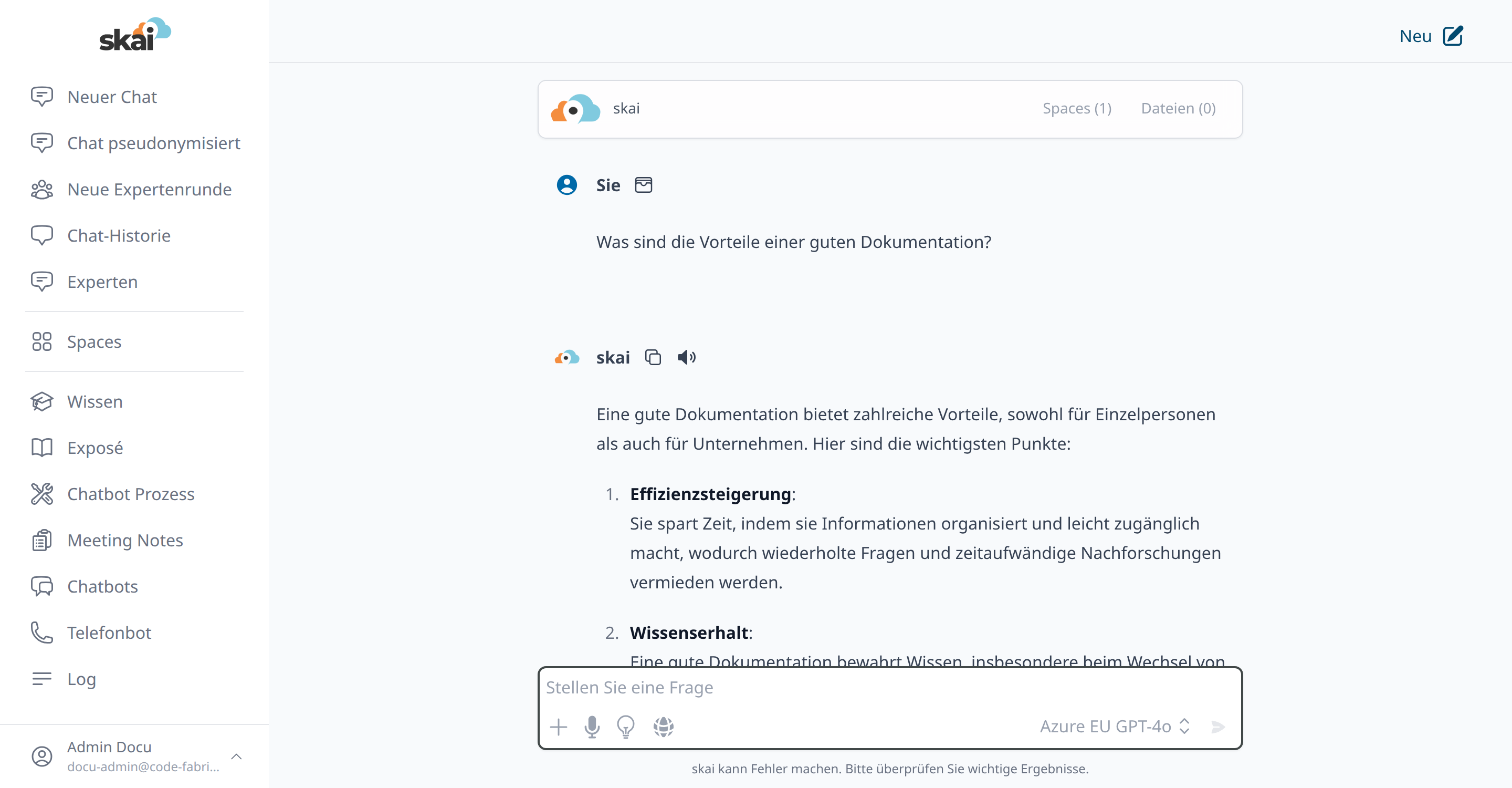 Bestehender Chat mit Wissensabruf Bestehender Chat mit Wissensabruf