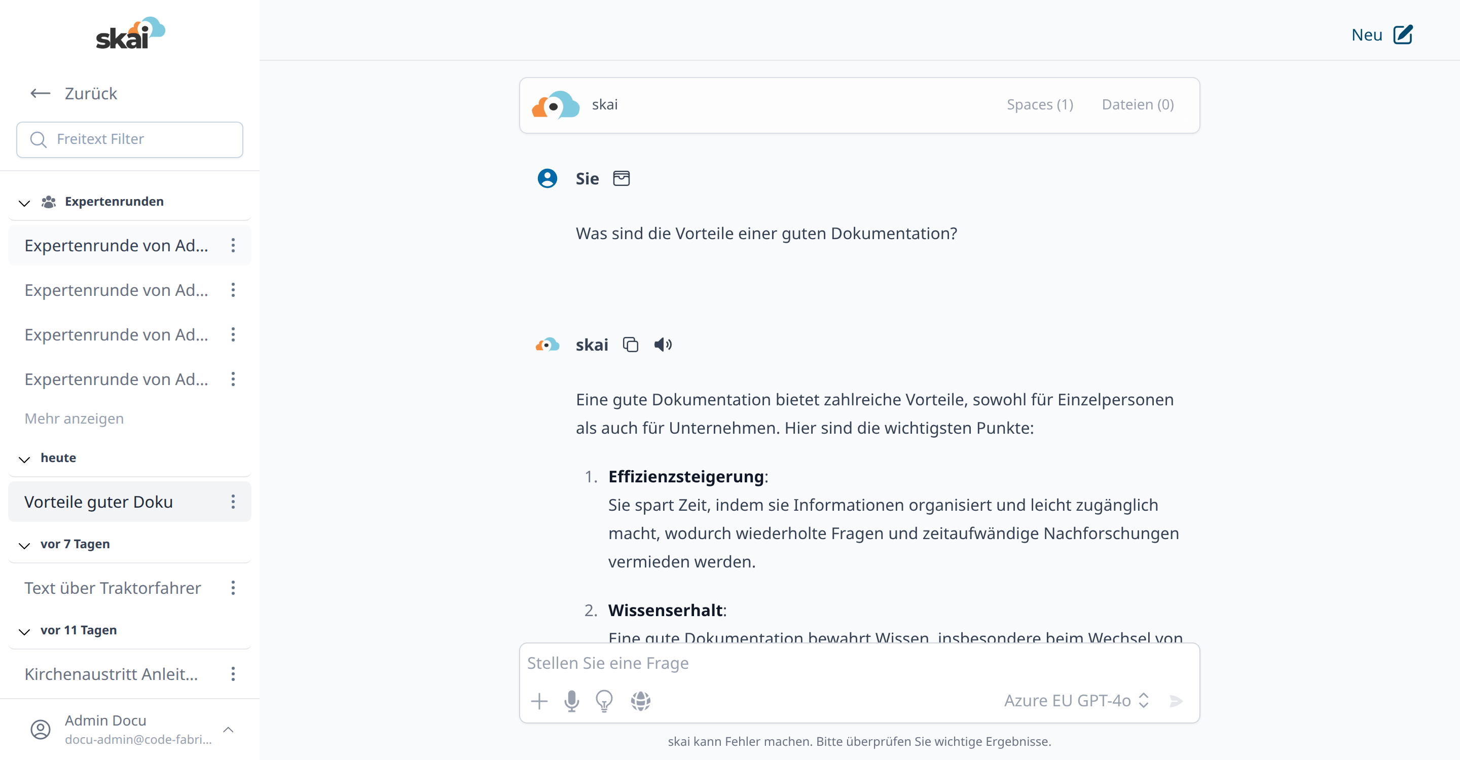 Chat-Historie in der Seitenleiste Chat-Historie in der Seitenleiste