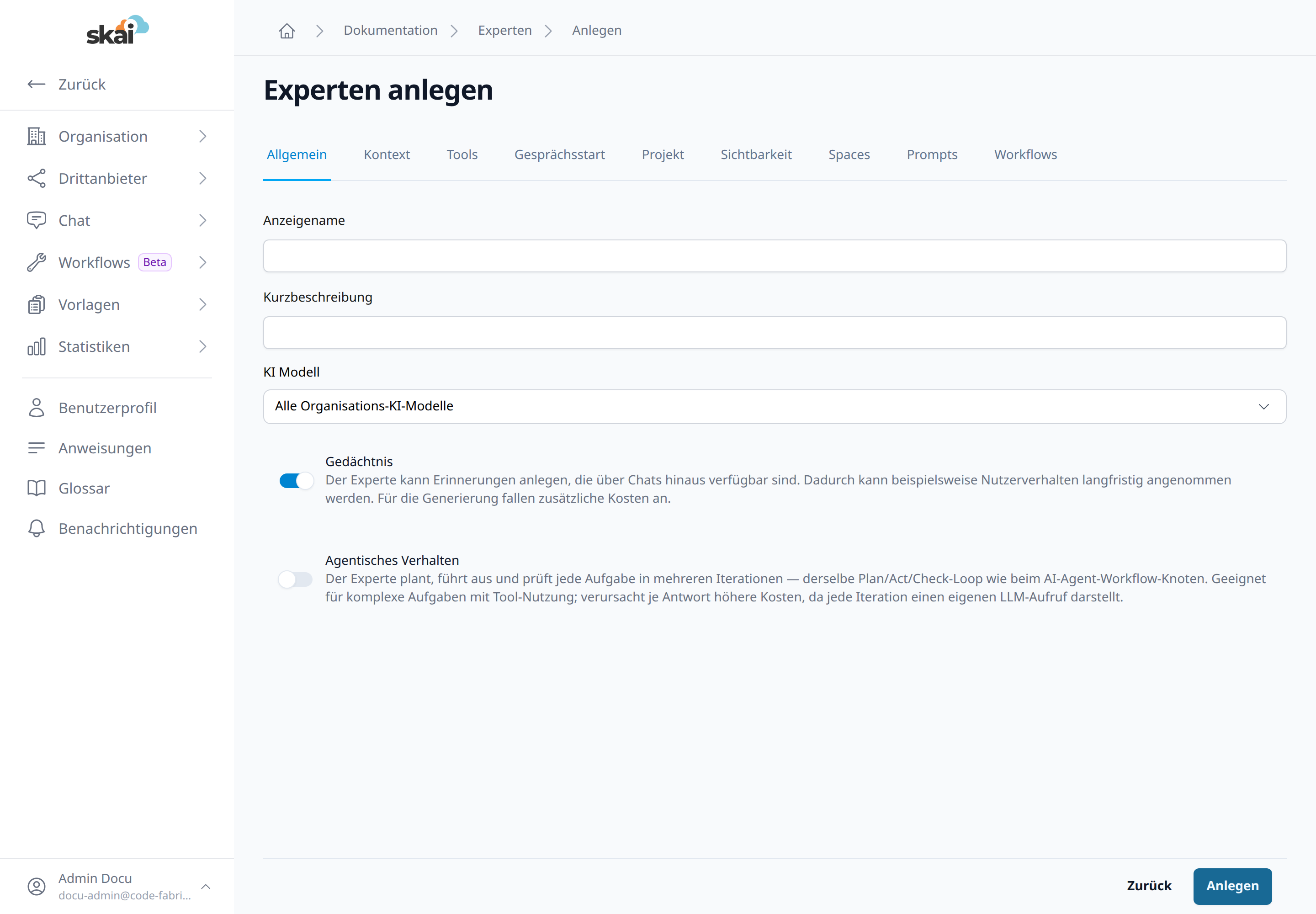 Experten konfigurieren – Allgemein Experten konfigurieren – Allgemein