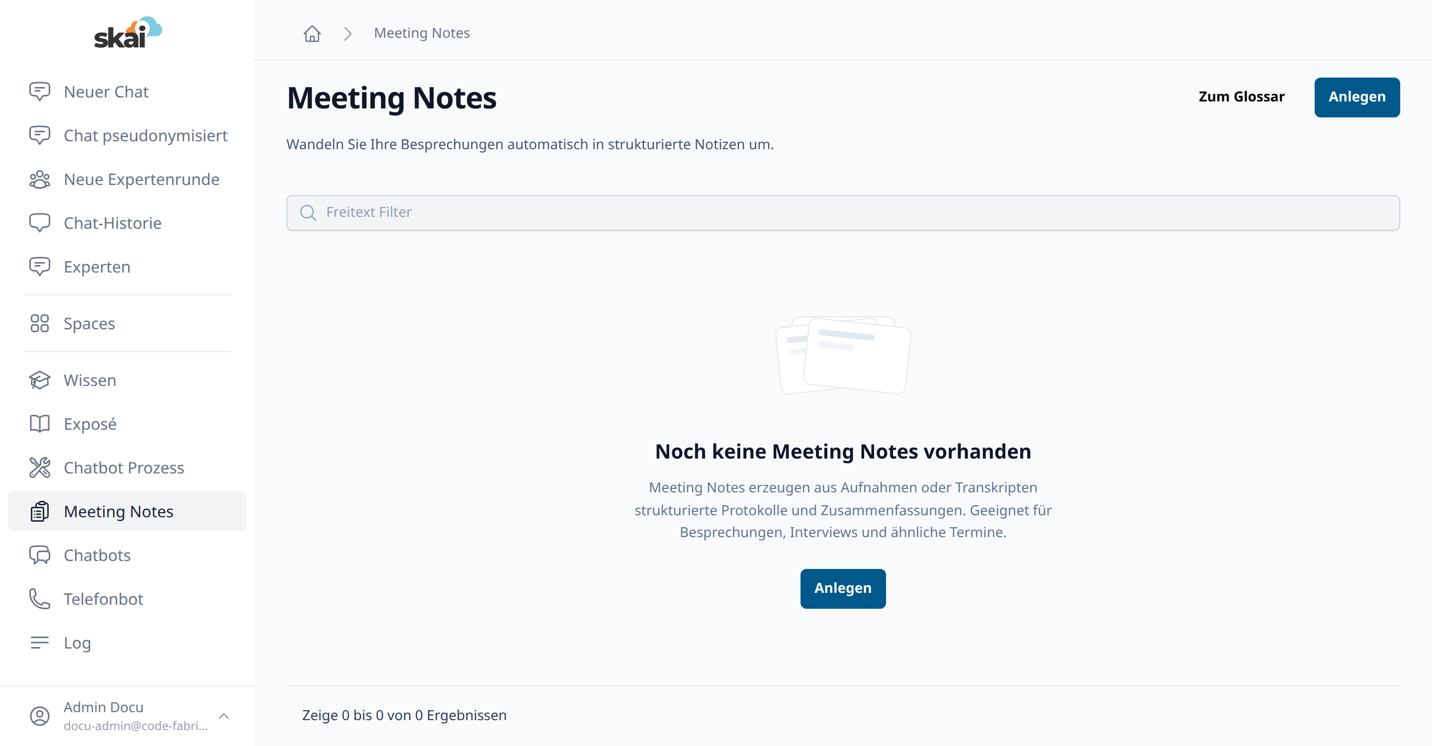 Liste aller Meeting Notes Liste aller Meeting Notes