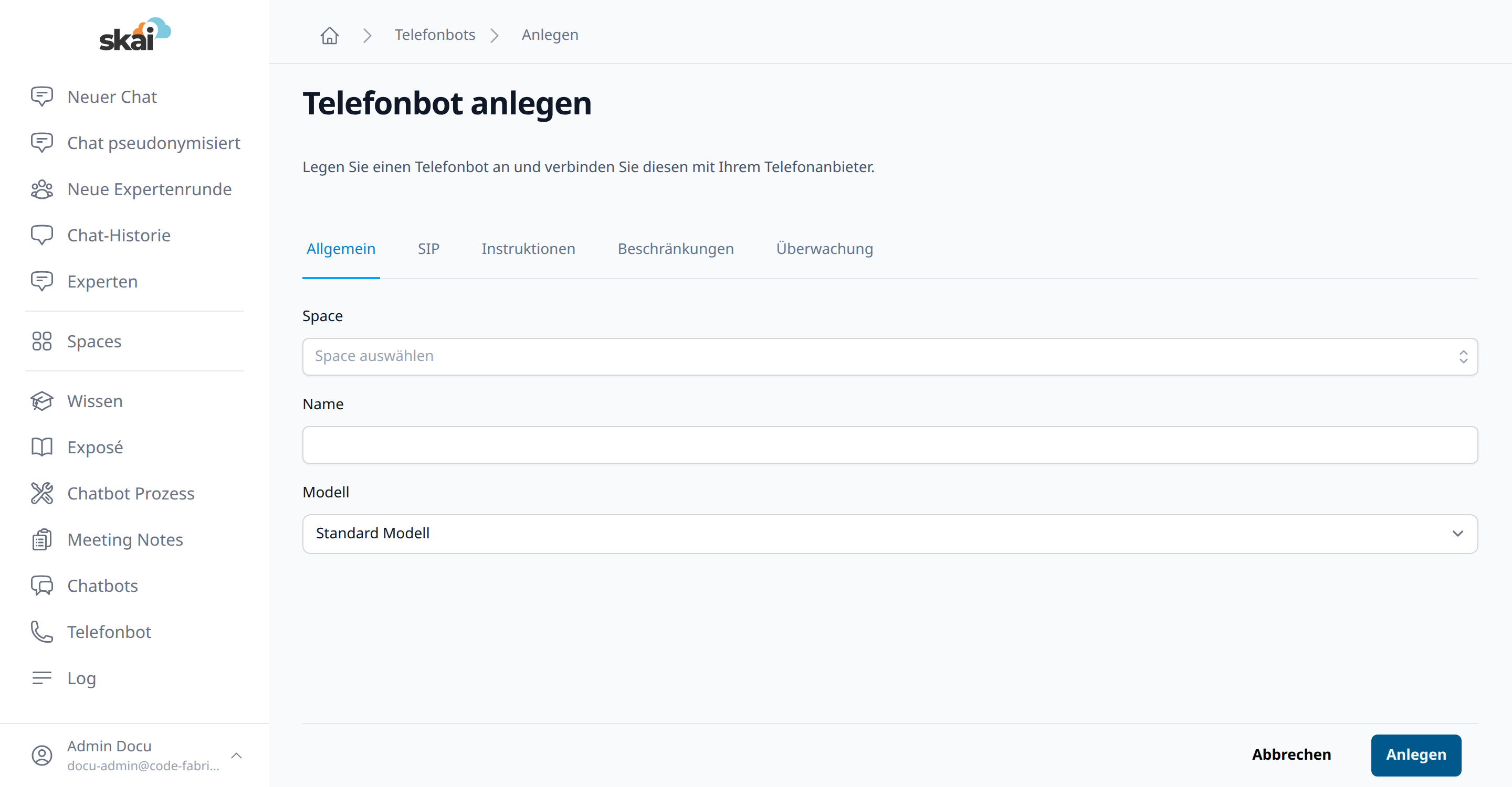 Telefonbot anlegen Telefonbot anlegen