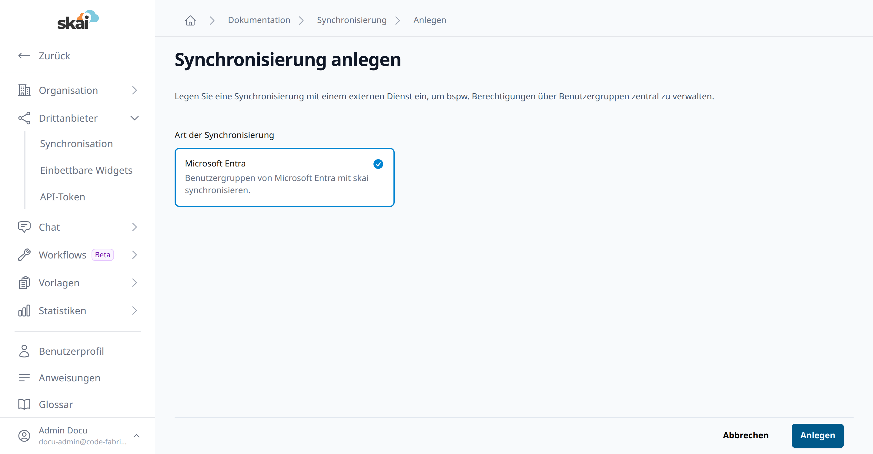 Synchronisierung anlegen &ndash; Art w&auml;hlen
