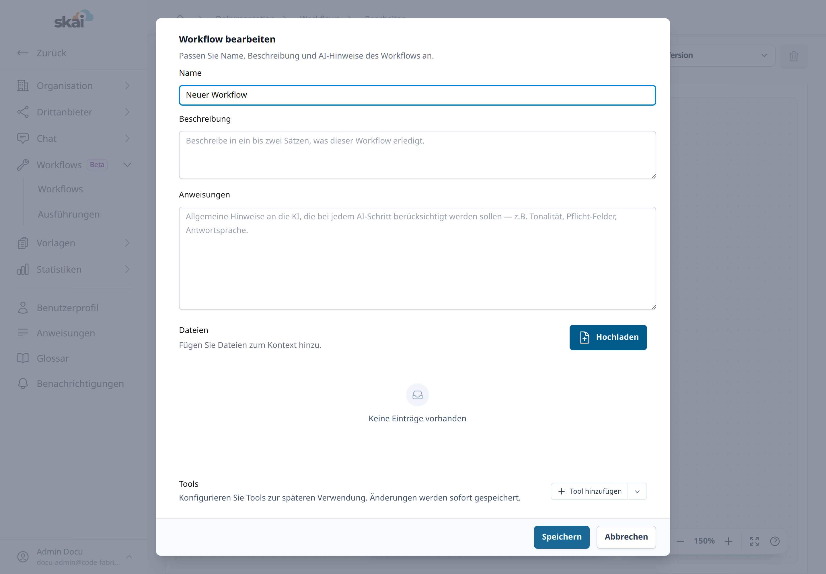 Workflow-Eigenschaften bearbeiten